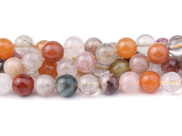 You'll love this Dakota Stones Lodalite Quartz 10mm natural round bead strand. These beads feature a classic round shape and a variety of clear, orange, pink, and even grey colors. Their 10mm size will make them stand out in your projects. Because gemstones are natural materials, appearances may vary from bead to bead.