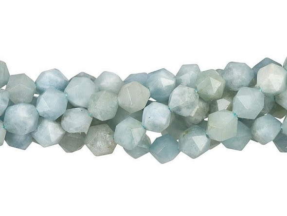 You'll love adding cool blue hues to designs with these Dakota Stones beads. These gemstone beads feature a round shape with a star cut filled with triangular facets. You'll love using these beads in matching necklace and bracelet sets. These beads display colors of the sea, from pale blue and white to stormy gray-blue. They're perfect for ocean themes and winter styles, alike. Use them with silver spacers for a fun look.Because gemstones are natural materials, appearances may vary from piece to piece. Each strand includes approximately 48 beads.