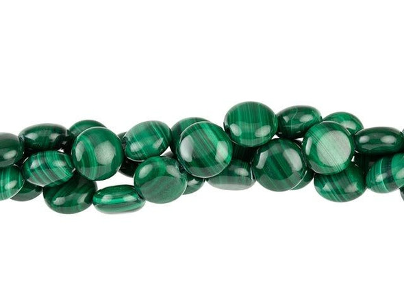 Dakota Stones Malachite 8mm Puff Coin Bead Strand