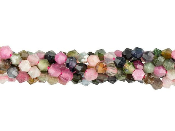 Create glittering gemstone accents in your jewelry designs with these Dakota Stones beads. These tiny beads take on a classic bicone shape with beautiful facets that shine from every angle. You'll love the way they catch the eye in your projects. Use these small beauties as spacers between bigger beads or alongside seed beads. They feature a variety of colors, from sweet pink and warm mustard, to green, brown, and black. Metaphysical Properties: Tourmaline is said to increase happiness and hope.Because gemstones are natural materials, appearances may vary from piece to piece. Each strand includes approximately 135 beads.
