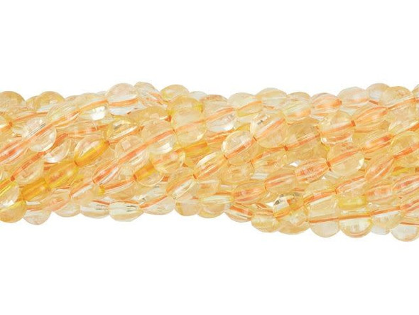 Dakota Stones 4mm Citrine Diamond Cut Faceted Coin Bead Strand