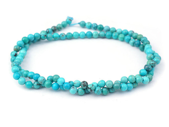 Dakota Stones Hubei Turquoise 4mm Round AA Grade - 15-Inch Bead Strand