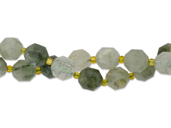 Dakota Stones Green Lodalite Quartz Faceted 10mm Energy Prism Bead Strand