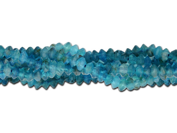 Dakota Stones 2 x 3mm Blue Apatite Diamond Cut, Faceted Saucer Bead Strand