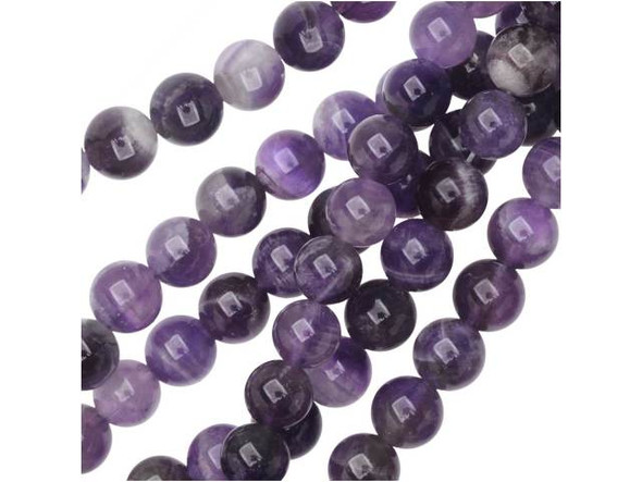 Dakota Stones Dog Teeth Amethyst 8mm Round 8-Inch Bead Strand