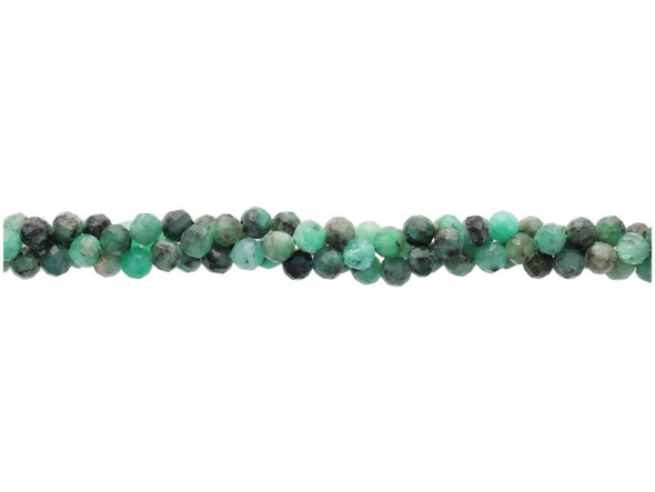 Dakota Stones Emerald 4mm Round Faceted AA Grade 16-Inch Bead Strand
