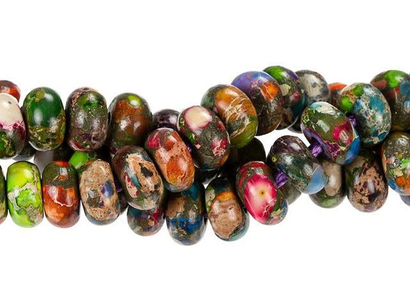 Dakota Stones 10mm Mixed Impression Jasper Large-Hole Rondelle Bead Strand