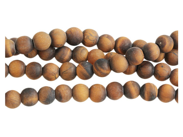 Dakota Stones Matte Tiger Eye 8mm Round Large Hole Bead Strand