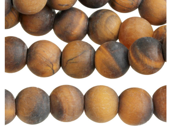 Dakota Stones Matte Tiger Eye 8mm Round Large Hole Bead Strand