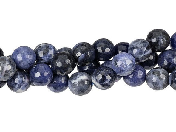 Create captivating jewelry styles with these Dakota Stones sodalite beads. Available by the strand, these gemstone beads display a round shape and facets cut into the surface to give each bead extra shine. They are bold in size, so you can add them to long necklace strands, flashy earrings, or chunky bracelet styles. Sodalite displays lovely sapphire, cobalt, and white tones. It is also known as Princess Blue. Metaphysical Properties: Sodalite is said to enhance communication. Because gemstones are natural materials, appearances may vary from bead to bead. Each strand includes approximately 40 beads.