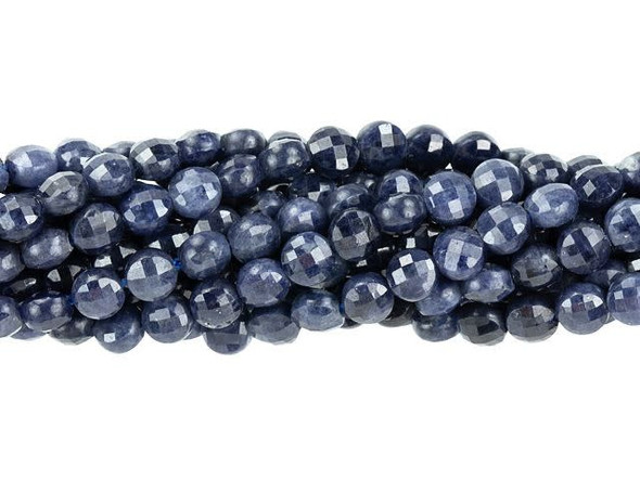 Dakota Stones 4mm Sapphire Diamond Cut Faceted Coin Bead Strand