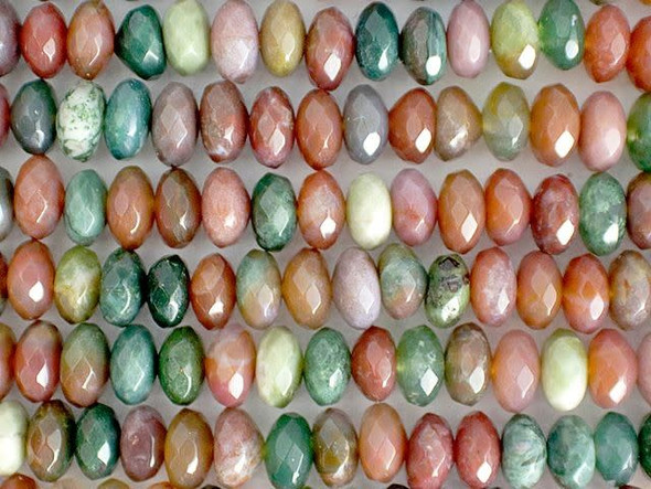 Dakota Stones 8mm Fancy Jasper Faceted Roundel Bead Strand