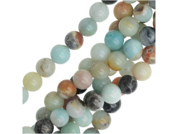 Add an earthy vibe to your style with the help of the Dakota Stones black gold Amazonite 8mm round beads. These round beads will add classic shape to your designs, so you can use them in all kinds of projects. Gemstone beads are the perfect way to add natural beauty to your jewelry designs. These beads are perfect for using in matching necklace and bracelet sets. Black gold Amazonite contains Amazonite, Tourmaline and pyrite all in one light blue and black stone. Metaphysical Properties: Black gold Amazonite is often used to become a better communicator. It is also said to stop fearful feelings during confrontation or when reflecting on painful memories.Because gemstones are natural materials, appearances may vary from piece to piece. Each strand includes approximately 24 beads.