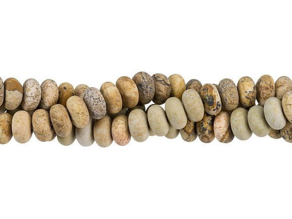 Dakota Stones Matte Picture Jasper 8mm Large-Hole Roundel Bead Strand