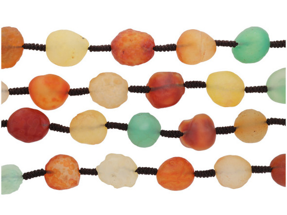 Decorate your jewelry designs with the gemstone style of these Dakota Stones beads. Agates from China's Gobi desert are rare and special for many reasons. The minerals necessary for agate to form do exist in the expanse of the Gobi desert, but are relatively rare. In addition, these agates naturally form in grape-like clusters, or a botryoidal structure, which is also a less common natural formation, regardless of stone type of regional location.These stones have not been dyed or enhanced, their naturally occurring colors preserved. These purple agates are among the rarest natural color variation of agate. Their finish is entirely natural, having been sandblasted and tumbled across the desert for millienia.  The beads on this strand can vary in size from about 6 to 12mm Because gemstones are natural materials, appearances may vary from bead to bead.
