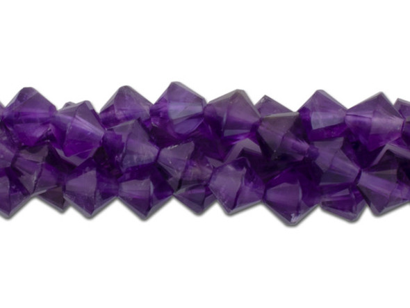 Create glittering gemstone accents in your jewelry designs with these Dakota Stones beads. These beads take on a classic bicone shape with beautiful facets that shine from every angle. You'll love the way they catch the eye in your projects. They are versatile in size, so you can use them in necklaces, bracelets and earrings. They will work anywhere. Amethyst is the official birthstone of February. It forms in silica-rich liquids deposited in geodes and is generally found in clusters of crystal points. Metaphysical Properties: This stone's name is derived from the Greek word "amethystos", meaning "not drunken." People of ancient times believed it to protect the wearer from drunkenness. Today, this gemstone is believed to promote happiness. Because gemstones are natural materials, appearances may vary from piece to piece. Each strand includes approximately 64 beads. Dimensions: 6mm, Hole Size: 0.8mm