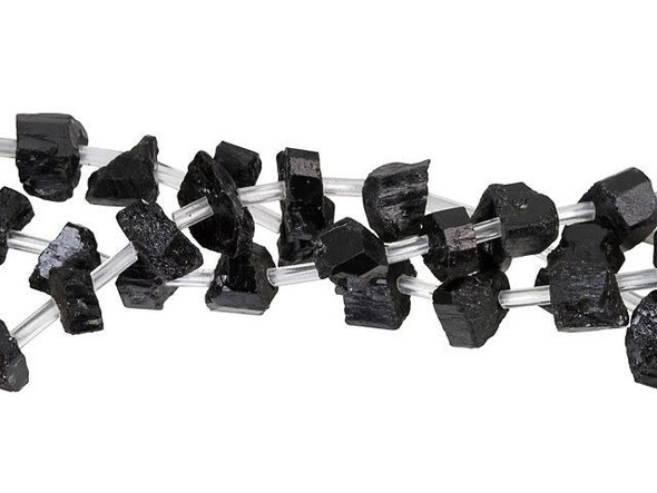 Dakota Stones 9-10mm Black Tourmaline Rough Nugget Bead Strand
