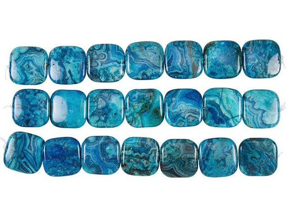 Dakota Stones Blue Crazy Lace Agate 30mm Square Bead Strand