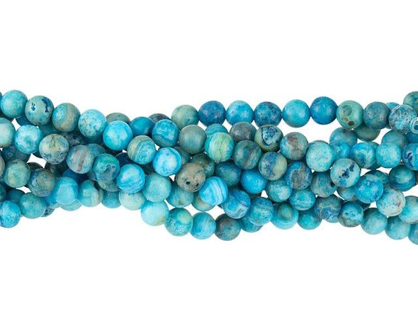 Dakota Stones Matte Blue Crazy Lace Agate 4mm Round Bead Strand