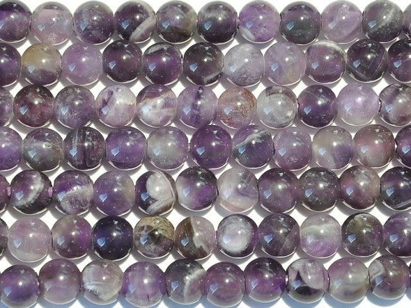 Dakota Stones Dog Teeth Amethyst 8mm Large-Hole Round Bead Strand