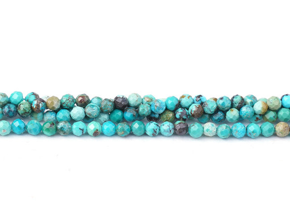 Dakota Stones Hubei Turquoise 3mm Light Blue Round Faceted A Grade 15-16" Bead Strand