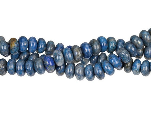 Create colorful styles with these Dakota Stones beads. These gemstone beads feature a classic rondelle shape with a wide stringing hole. Use them as spacers between larger beads or layer them together for a unique look. They are the perfect size for matching necklace and bracelet sets. They feature mottled blue color with hints of white. Lapis is a semi-precious stone that contains primarily lazurite, calcite, and pyrite. Metaphysical Properties: Lapis is said to enhance insight, intellect, and awareness.Because gemstones are natural materials, appearances may vary from bead to bead.