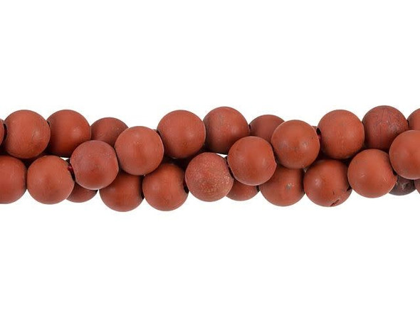 Dakota Stones Matte Red Jasper 8mm Large-Hole Round Bead Strand