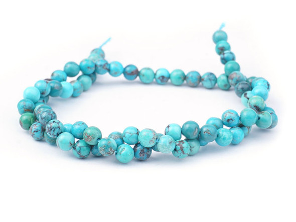 Dakota Stones Hubei Turquoise 5mm Round Blue Green AA Grade - Limited Editions - 15-Inch Bead Strand