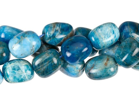 Dakota Stones 12 x 16mm Blue Apatite Tumbled Nugget Bead Strand