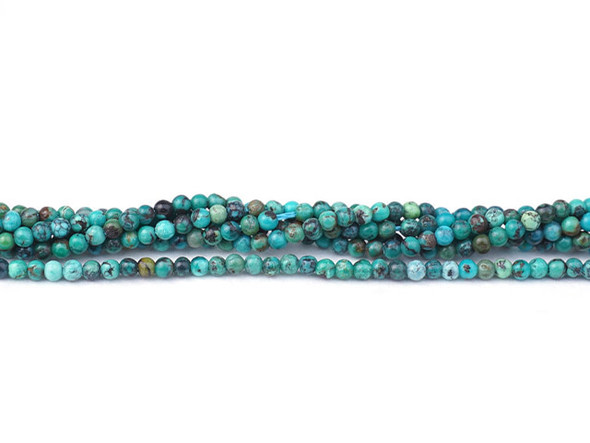 Decorate your jewelry designs with these Hubei turquoise beads from Dakota Stones. These round beads will add classic shape to your designs, so you can use them in all kinds of projects. Gemstone beads are the perfect way to add natural beauty to your jewelry designs. Hubei Turquoise gets its name from the Hubei province in Northern China. Turquoise is an ancient gemstone, one of the first known to man. Known to Egyptian and Aztec cultures thousands of years ago, Turquoise is now mined all over the world. Metaphysically, Turquoise is known for its strength and protection attributes. Because gemstones are natural materials, appearances may vary from piece to piece. Each strand contains approximately 170 beads.