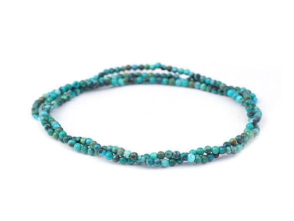 Dakota Stones Hubei Turquoise 2mm Blue Matrix Round A Grade 15-16" Bead Strand