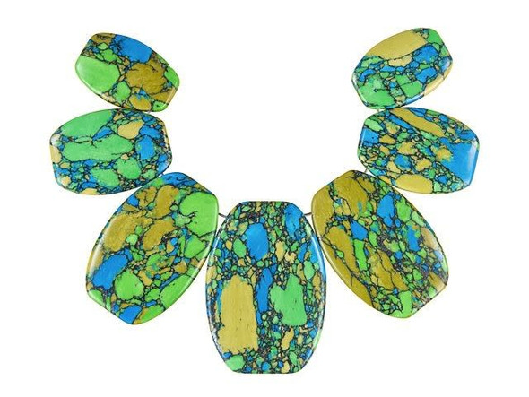 Dakota Stones Tri-Colored Turquoise Rectangle Pendant Set (7pc)