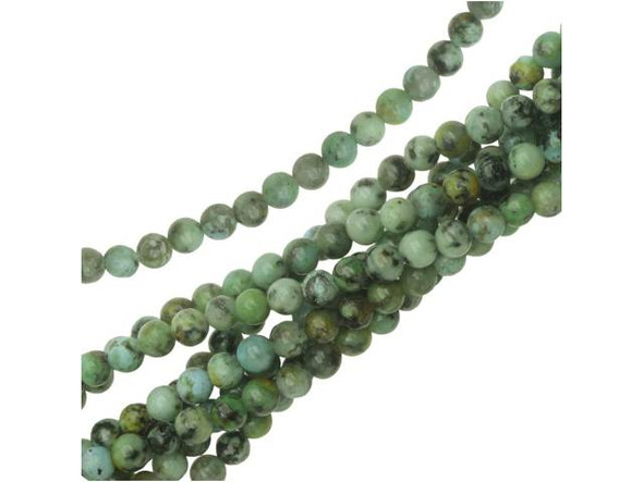 Dakota Stones 4mm African Turquoise Jasper Round 8-Inch Bead Strand