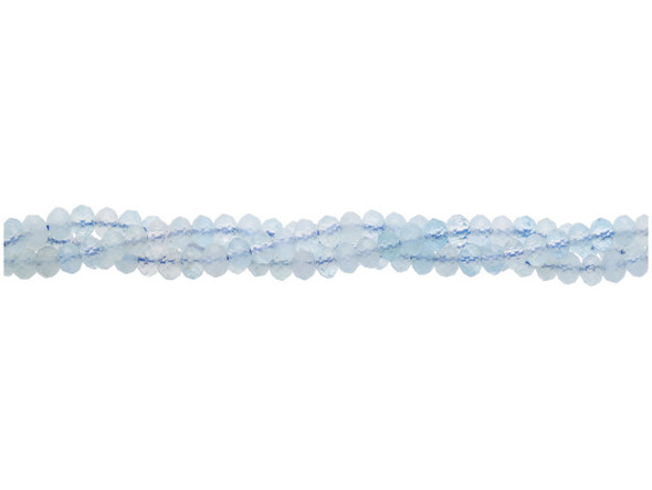 Dakota Stones Aquamarine 3mm Rondelle Faceted A Grade 16-Inch Bead Strand