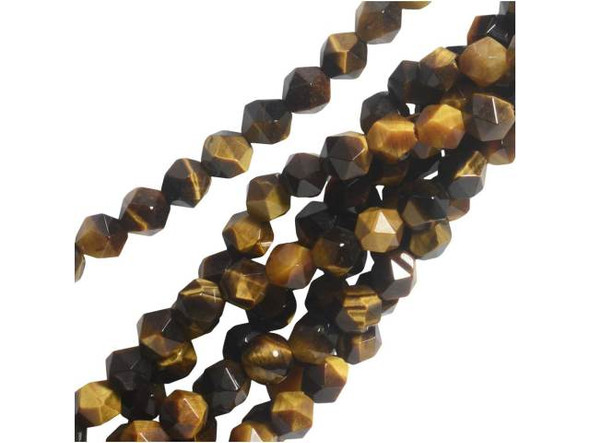 Dakota Stones Tiger Eye 6mm Star Cut Round Bead Strand