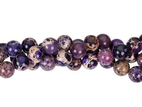Rich style fills these Dakota Stones gemstone beads. These purple Impression Jasper beads feature a perfectly round shape full of classic style. They are the perfect size for matching necklace and bracelet sets. These beads feature rich purple color with a sandy matrix that creates a swirling pattern on the surface of each bead. Metaphysical Properties: Impression Jasper is used to find clarity and inner peace.Because gemstones are natural materials, appearances may vary from bead to bead. Each strand includes approximately 47 beads.Diameter 8mm, Hole Size 1.3mm/16 gauge