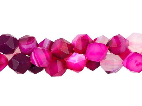 Dakota Stones 8mm Matte Pink Sardonyx Star Cut Round Bead Strand