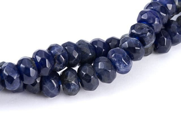 Dakota Stones 8mm Large-Hole Sodalite Faceted Roundel Bead Strand