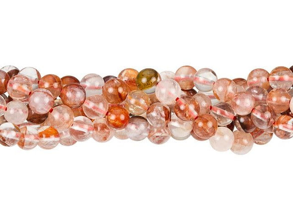 Give your designs daring accents with these beads from Dakota Stones. These blood quartz beads feature splashes of deep red, terracotta, pale pink, and clear colors. This combination is warm and rich, so it's sure to add character to your jewelry designs. These beads are perfectly round, so they will work with a variety of styles. They are versatile in size so you can use them anywhere. Try them in necklaces, bracelets, and earrings.Because gemstones are natural materials, appearances may vary from piece to piece. Each strand includes approximately 63 beads.