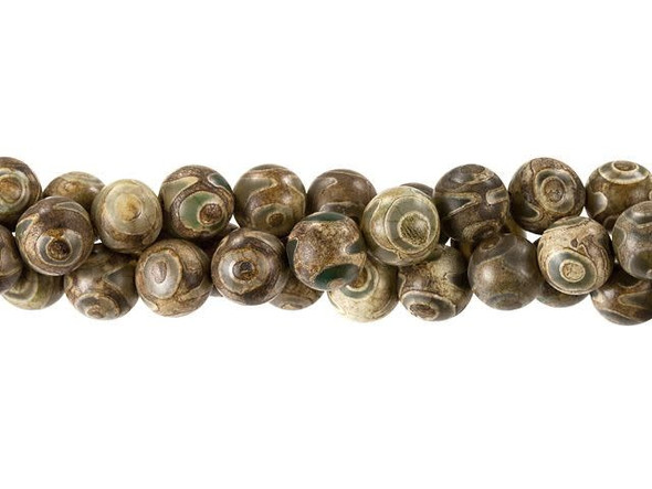 You'll love creating a meaningful look with these Dakota Stones beads. These beads are made to resemble beads first found in Ancient India. The full details of their use in ancient times are unknown, although they were often passed down as prized protective amulets. Authentic Dzi are usually scarred or pitted in places where some of the stone was ground off for use in curative potions. These reproductions are modeled after traditional color, pattern, and finish for Dzi beads. These beads are round in shape and the perfect size for matching necklace, bracelet, and earring sets. They display fun swirling patterns in earthy brown colors.Because gemstones are natural materials, appearances may vary from piece to piece. Each strand includes approximately 47 beads.
