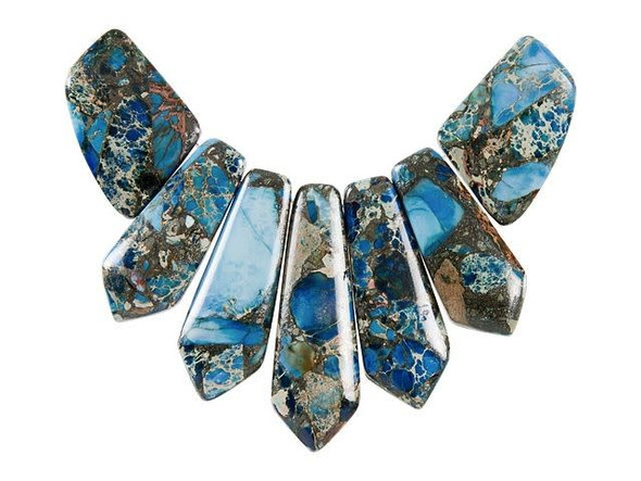 Dakota Stones Blue Impression Jasper and Pyrite Pointed Pendant Set (7pc)