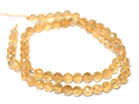 Dakota Stones Citrine 6mm Faceted Round 15-16 Inch 16-Inch Bead Strand