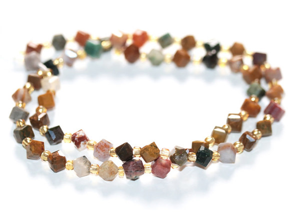 Dakota Stones Kabamby Ocean Jasper 4 x 6mm Table Cut Cube Corner Drilled 15-16" Bead Strand