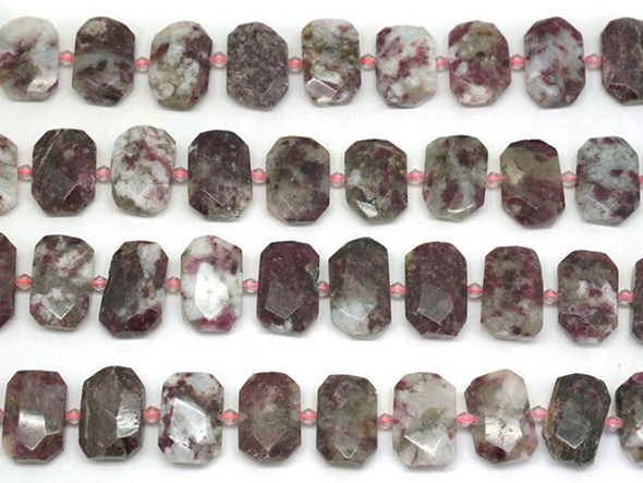 Dakota Stones Pink Tourmaline 16x23mm Rectangle Faceted, Center Drilled - 15-16 Inch Bead Strand
