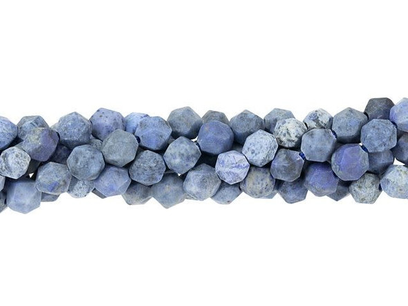 For an organic look, try these Dakota Stones beads. These gemstone beads feature a round shape with a star cut filled with triangular facets. With 20 facets, a star cut gemstone enhances even the most intense colors. It makes a great complement to PRESTIGE bicones and you can try it in wire-wrapping projects, too. You'll love using these beads in matching necklace and bracelet sets. These beads feature matte dark blue, blue-green and cloudy white colors, with hints of reddish brown thrown in. Metaphysical Properties: Dumortierite is said to enhance organizational abilities and orderliness. Because gemstones are natural materials, appearances may vary from bead to bead. Each strand includes approximately 63 beads.