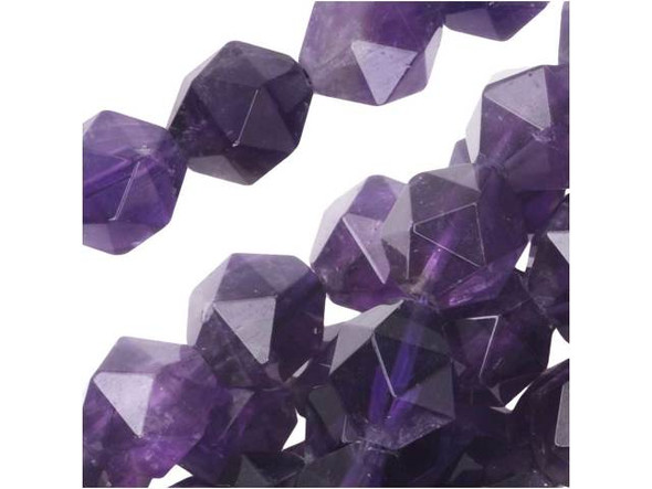 For a rich touch of color in your designs, go for these Dakota Stones gemstone beads. These amethyst beads feature a round shape with a star cut filled with triangular facets. You'll love using these beads in matching necklace and bracelet sets. They feature deep purple color that will work well with gold, lush green, copper, and more. Amethyst is the official birthstone of February. Metaphysical Properties: This stone's name is derived from the Greek word amethystos, meaning "not drunken." People of ancient times believed it to protect the wearer from drunkenness. Today, this gemstone is believed to promote happiness.Because gemstones are natural materials, appearances may vary from piece to piece. Our amethyst beads have nice, deep color, but may show natural inclusions.