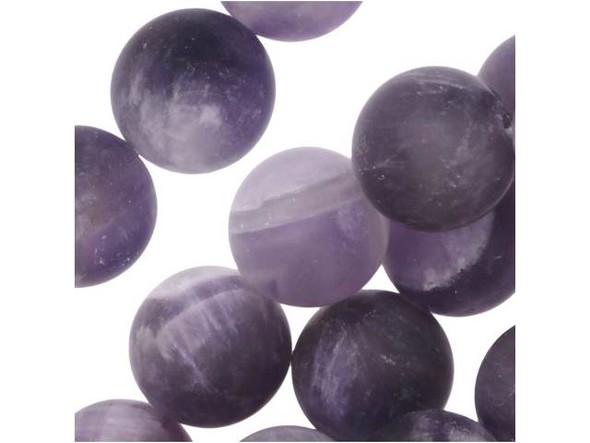 Dakota Stones Matte Dog Teeth Amethyst 10mm Round 8-Inch Bead Strand