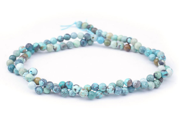 Dakota Stones Hubei Turquoise 3mm Round Light Green Matrix - Limited Editions - 15-Inch Bead Strand