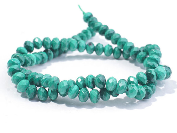 Dakota Stones Malachite 6mm Rondelle Faceted 16-Inch Bead Strand