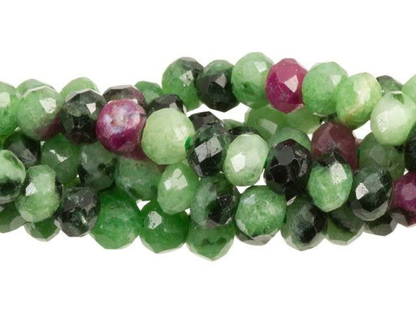 Glittering style can be yours with these gemstone beads from Dakota Stones. These small ruby zoisite beads feature a classic rounded shape with facets cut into the surface for a glittering look. They are the perfect size for using as spacers, and would make wonderful pops of color in earrings, too. They feature rich colors that range from soft green, fuchsia, and dark forest green. Ruby zoisite is also known as Anyolite. Metaphysical Properties: Ruby zoisite is said to bring positive feelings to the wearer.Because gemstones are natural materials, appearances may vary from piece to piece. Each strand includes approximately 135-178 beads.